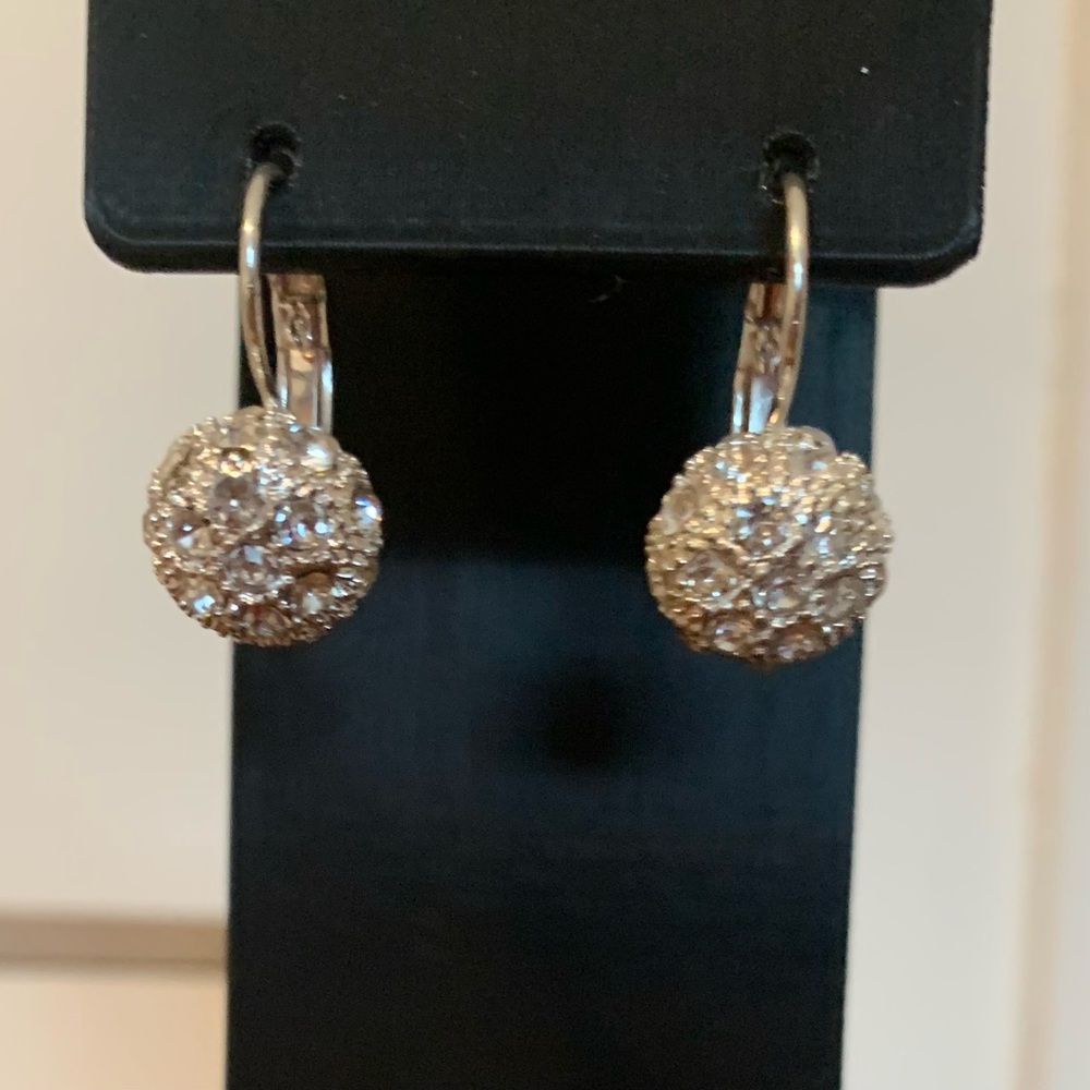 Crystal Pavé Ball Drop Earrings - Silver Spark